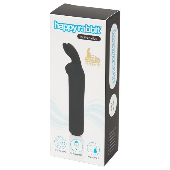 Happyrabbit Bullet - Rechargeable Bunny Wand Vibrator (Black)