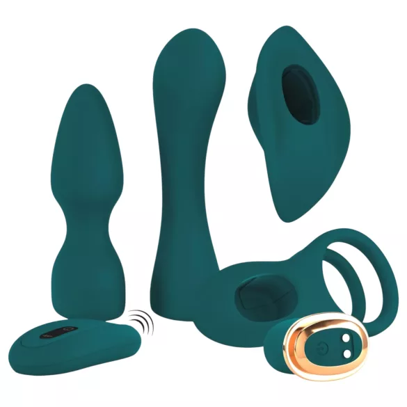 Couples Choice - 4‑in‑1 versatile remote‑control vibrator (turquoise)