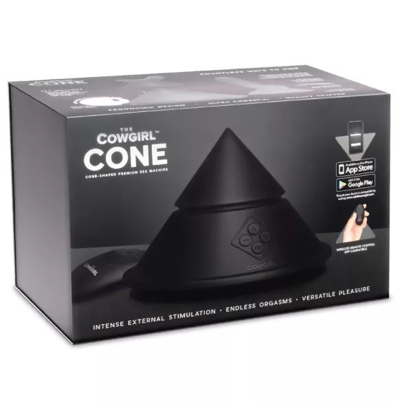 The Cowgirl Cone - app-controlled premium sex machine - with 2 interchangeable attachments, 20 vibration modes (black)