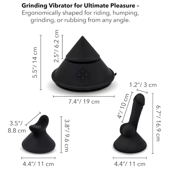 The Cowgirl Cone - app-controlled premium sex machine - with 2 interchangeable attachments, 20 vibration modes (black)