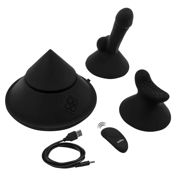 The Cowgirl Cone - app-controlled premium sex machine - with 2 interchangeable attachments, 20 vibration modes (black)