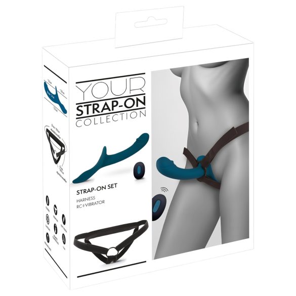 You2Toys - Strap-On Vibrator Set (Black-Blue)