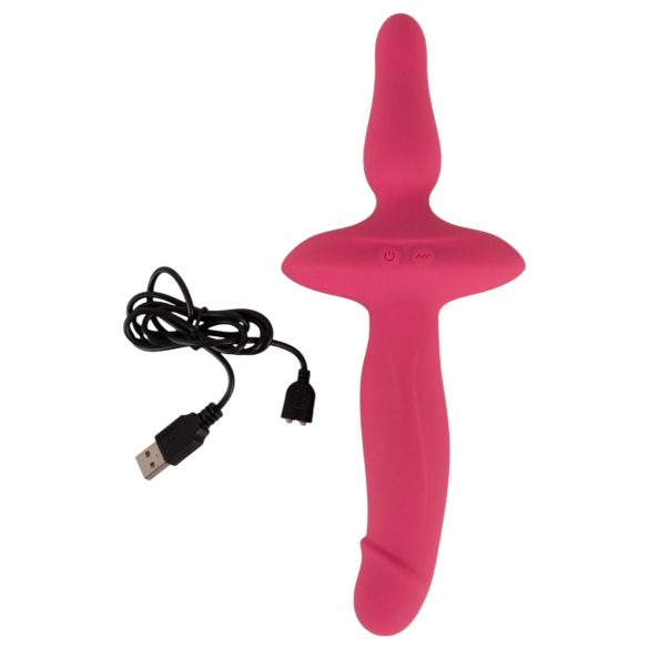 Couples Choice - 2in1 Vibrator & Anal Plug (Pink)