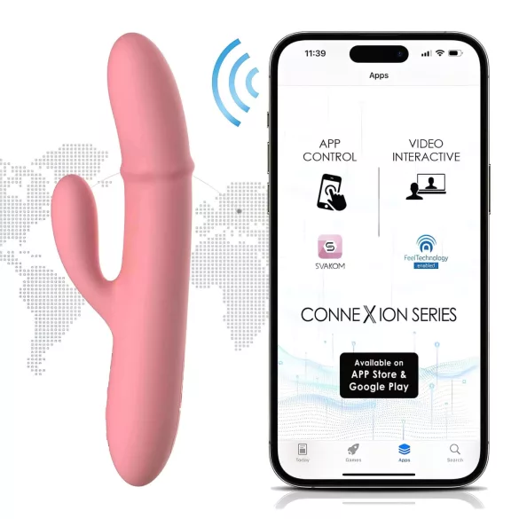 Svakom Mora Neo - App-controlled beaded rabbit vibrator (pink)