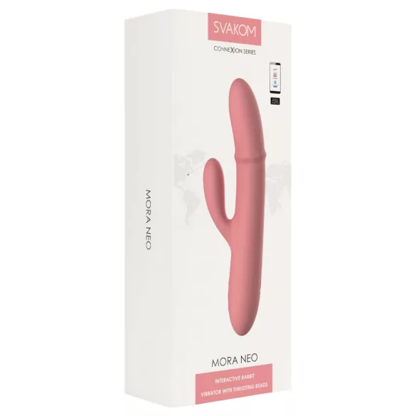 Svakom Mora Neo - App-controlled beaded rabbit vibrator (pink)
