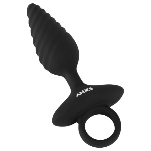 ANOS - Ribbed Vibrating Anal Plug (Black)