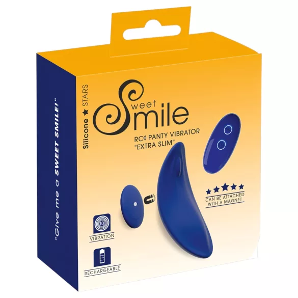 Smile - wearable extra-thin, remote-controlled knicker vibrator (blue)