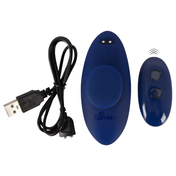 Smile - wearable extra-thin, remote-controlled knicker vibrator (blue)