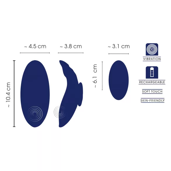 Smile - wearable extra-thin, remote-controlled knicker vibrator (blue)