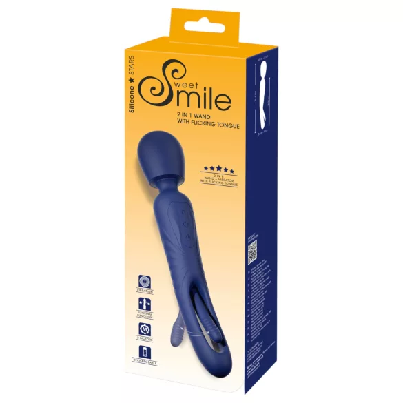 Smile - 2‑in‑1 tongue massager vibrator (blue)