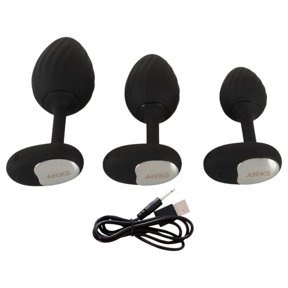 ANOS - Vibrating Anal Plug Set (Black)