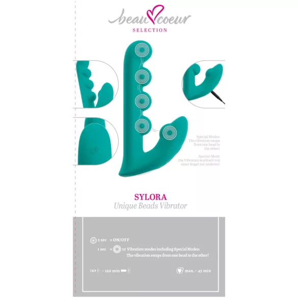 Beau Coeur Sylora - beaded 2‑in‑1 vibrator (green)