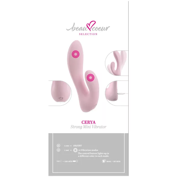 Beau Coeur Cerya - mini clitoral vibrator with handle (light pink)