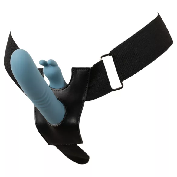 You2Toys - 3‑piece strap-on rabbit thrusting vibrator with remote control (blue)
