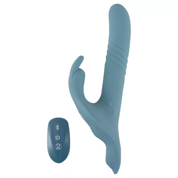 You2Toys - 3‑piece strap-on rabbit thrusting vibrator with remote control (blue)