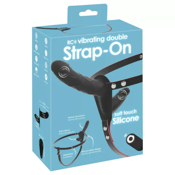 You2Toys - remote-controlled double strap-on vibrator (black)