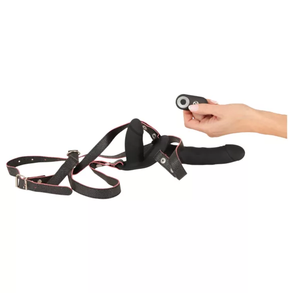 You2Toys - remote-controlled double strap-on vibrator (black)