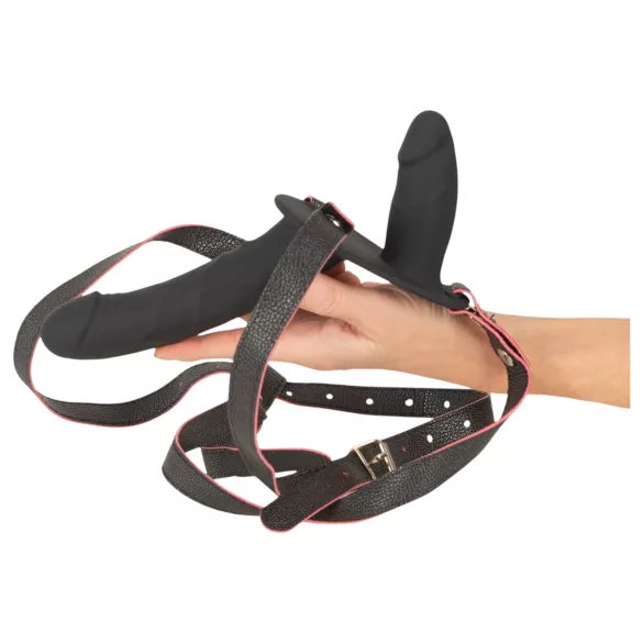 You2Toys - remote-controlled double strap-on vibrator (black)