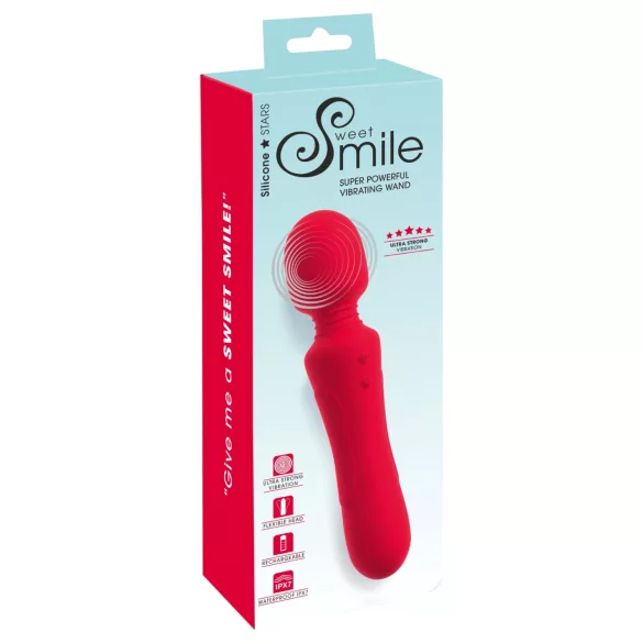 Sweet Smile - rechargeable, waterproof wand vibrator (red)