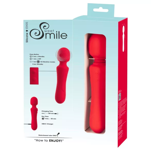 Sweet Smile - rechargeable, waterproof wand vibrator (red)