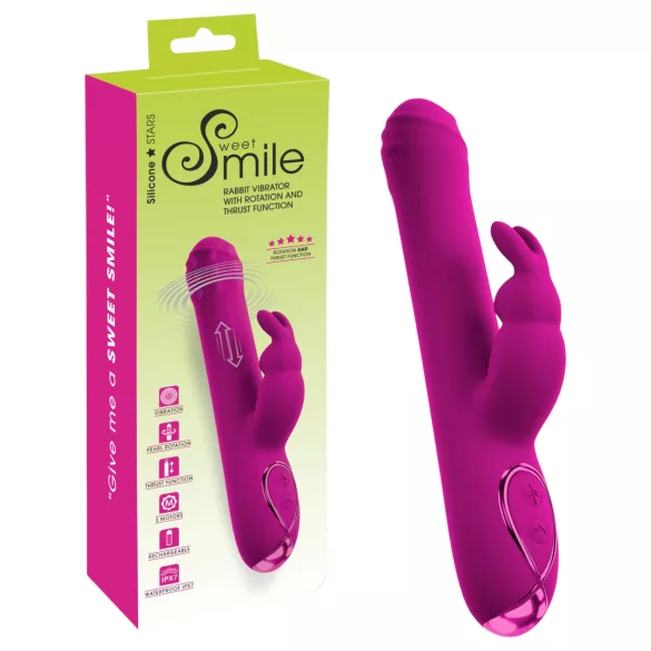 Sweet Smile - thrusting, rotating vibrator with clitoral arm (pink)