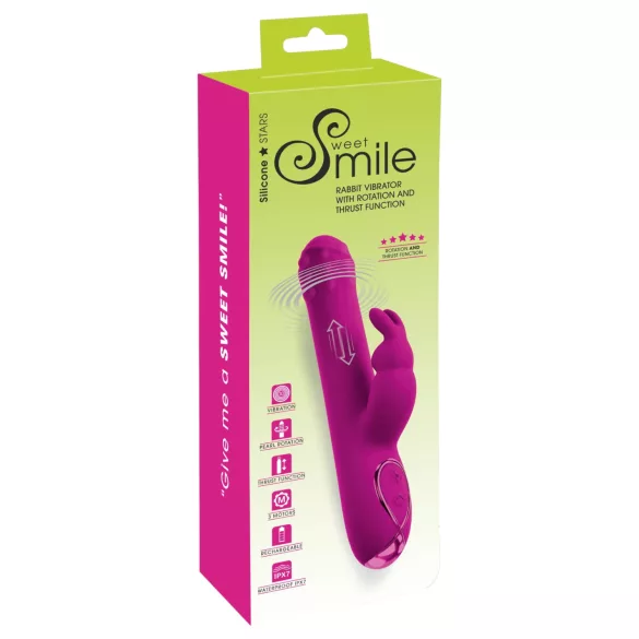 Sweet Smile - thrusting, rotating vibrator with clitoral arm (pink)