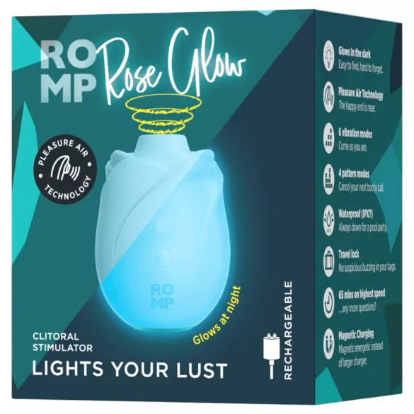 ROMP Rose Glow - air‑pulse clitoral stimulator (blue)