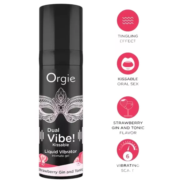 Orgie Dual Vibe - unisex liquid vibrator - Strawberry - Gin & Tonic (15 ml)