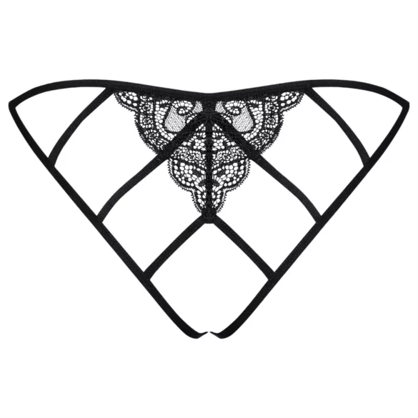 Obsessive Miamor - Black Lace Open-Back Panties - L/XL