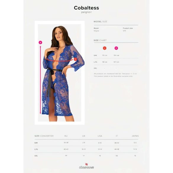 Obsessive Cobaltess - Lace Robe (Blue) - L/XL