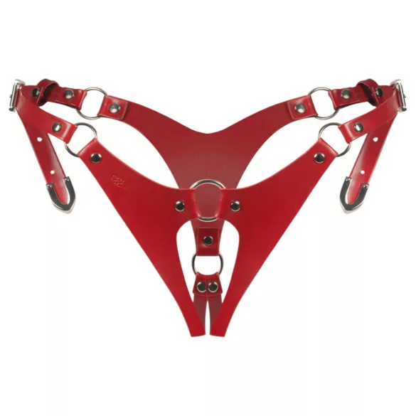 Obsessive Inferro - Open Adjustable Faux Leather Thong (Red)