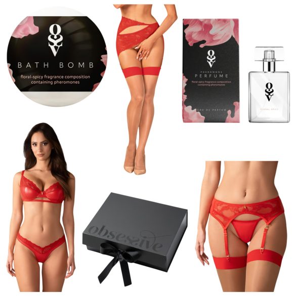 Obsessive Aloisa - Lingerie Gift Set - 6 Pieces (Red)