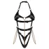 Obsessive Anyya - chained leather-look strappy bodysuit (black)