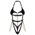 Obsessive Anyya - chained leather-look strappy bodysuit (black)