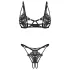 Obsessive Luise - tulip-patterned 2‑piece lingerie set (black)