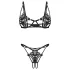 Obsessive Luise - tulip-patterned 2‑piece lingerie set (black) - L/XL