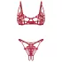 Obsessive Luise - tulip-patterned 2‑piece lingerie set (red)