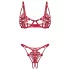 Obsessive Luise - tulip-patterned 2‑piece lingerie set (red) - L/XL