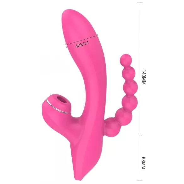 Erospace Sweet Play - G-spot vibrator with anal probe and suction (pink)
