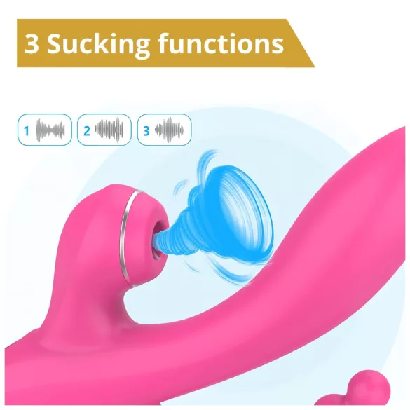 Erospace Sweet Play - G-spot vibrator with anal probe and suction (pink)