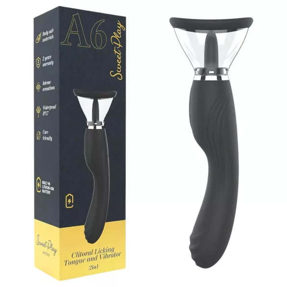 Sweet Play - 2‑in‑1 vibrator with clit‑licking tongue and suction (black)