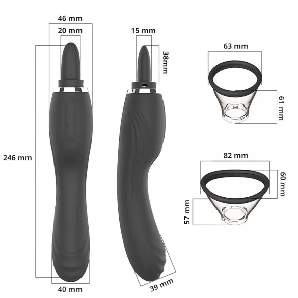 Sweet Play - 2‑in‑1 vibrator with clit‑licking tongue and suction (black)