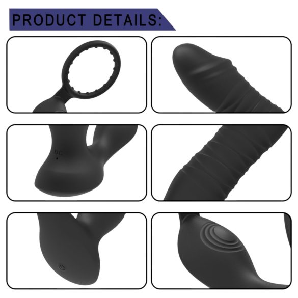 Men's Play - Smart Thrusting Anal Vibrator (Black)