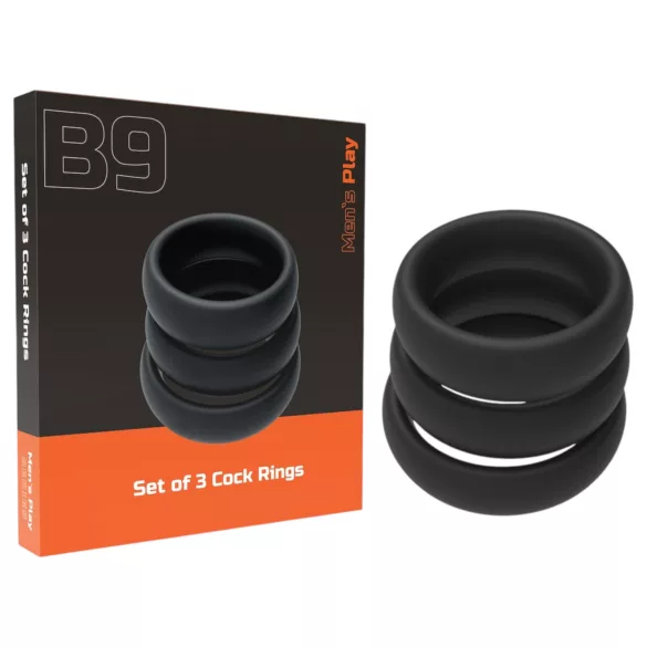 Men's Play - Thick Black Penis Ring Set (3 pcs)