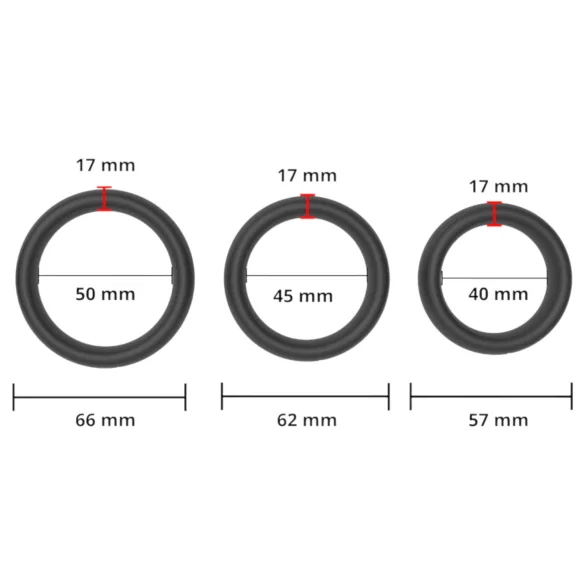 Men's Play - Thick Black Penis Ring Set (3 pcs)