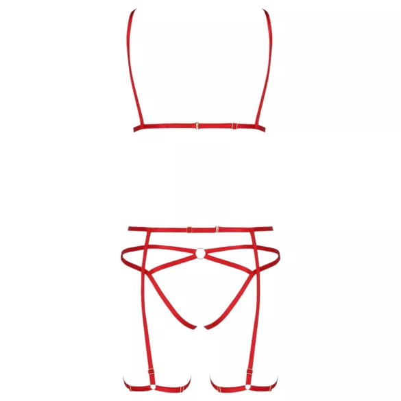 Passion Magali - 3-Piece Decorative Body Harness Set (Red)