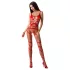 Passion BS058 - Open Fishnet Bodysuit (Red) - S-L