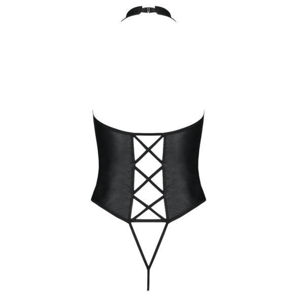 Passion Nancy - Open Cross-Strap Bodysuit (Black)