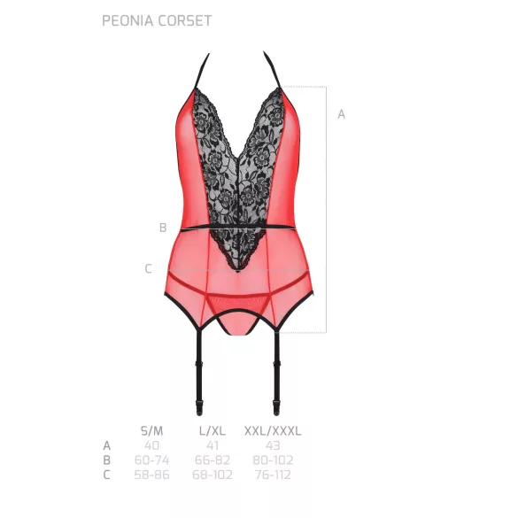 Passion Peonia - Red Top & Thong Set - L/XL