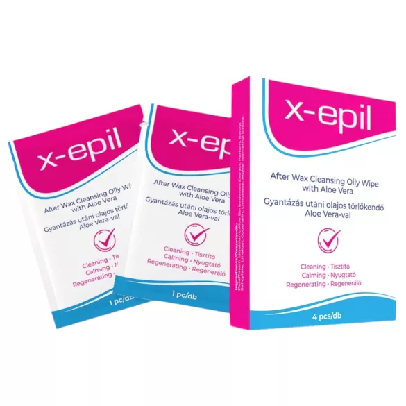 X-Epil - Post-Waxing Oil Wipes (4 Pack) - Aloe Vera